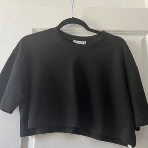 Zara Black Cropped Tee - Size S - Never Worn